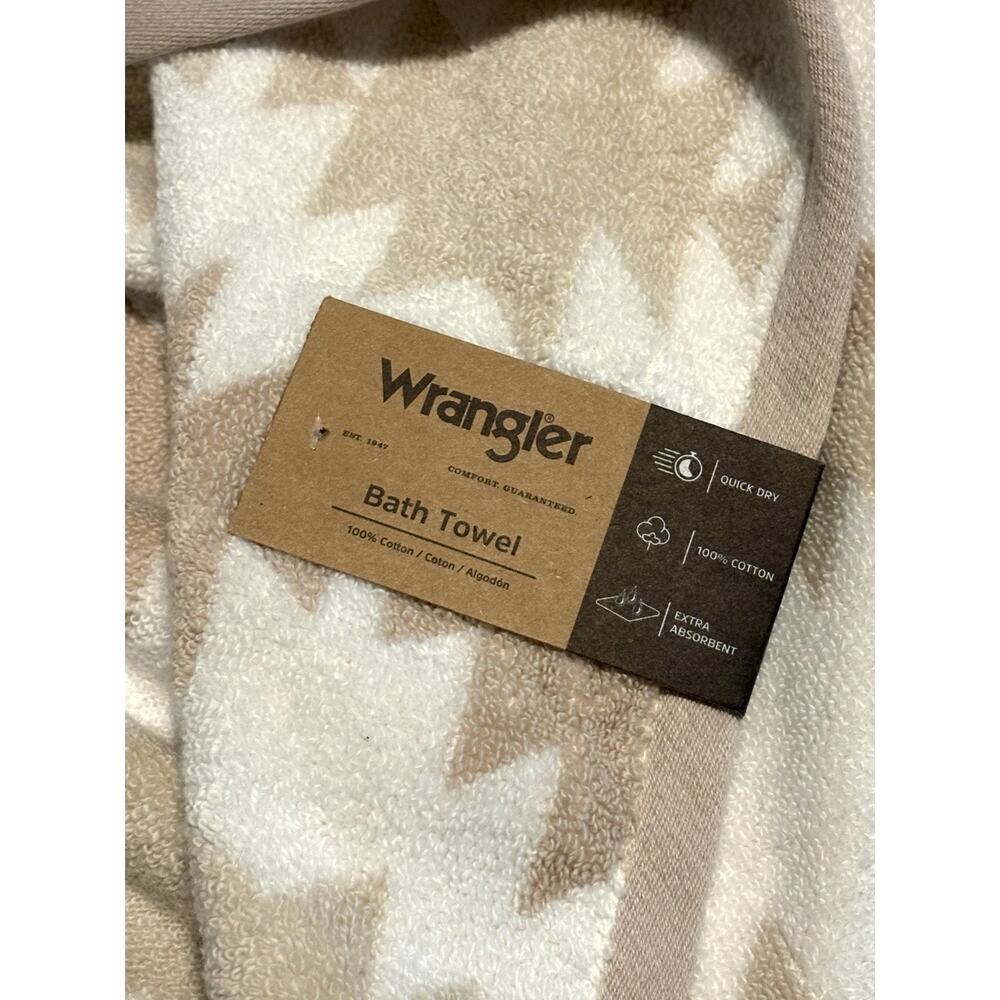 Wrangler Bath Hand Towels Canyon Ikat Beige Set Of 3 Pcs Aztec Southwestern Tan - Picture 4 of 10